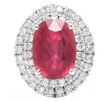 Load image into Gallery viewer, 13.50ct Lab Ruby &amp; Natural Diamond 14k Solid White Gold Ring
