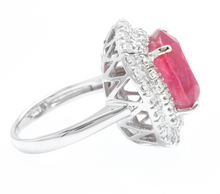 Load image into Gallery viewer, 13.50ct Lab Ruby &amp; Natural Diamond 14k Solid White Gold Ring