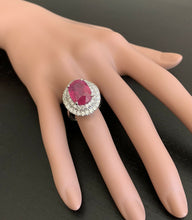 Load image into Gallery viewer, 13.50ct Lab Ruby &amp; Natural Diamond 14k Solid White Gold Ring
