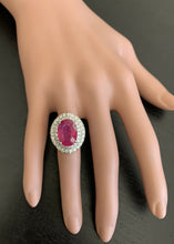 Load image into Gallery viewer, 13.50ct Lab Ruby &amp; Natural Diamond 14k Solid White Gold Ring