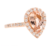 Load image into Gallery viewer, 3.70 Carats Natural Morganite and Diamond 18k Solid Rose Gold Ring