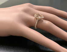 Load image into Gallery viewer, 3.70 Carats Natural Morganite and Diamond 18k Solid Rose Gold Ring