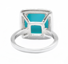 Load image into Gallery viewer, 3.60 Carats Natural Turquoise and Diamond 18k Solid White Gold Ring