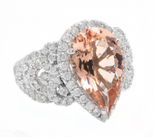 Load image into Gallery viewer, 9.00 Carats Natural Morganite and Diamond 18k Solid White Gold Ring