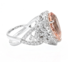 Load image into Gallery viewer, 9.00 Carats Natural Morganite and Diamond 18k Solid White Gold Ring