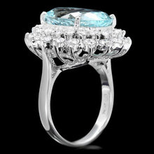 Load image into Gallery viewer, 9.80 Carats Natural Aquamarine and Diamond 14K Solid White Gold Ring