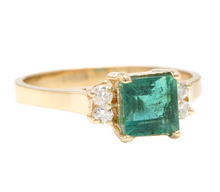 Load image into Gallery viewer, 2.15ct Natural Emerald &amp; Diamond 14k Solid Yellow Gold Ring