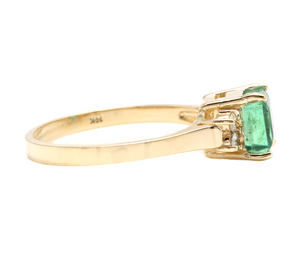 2.15ct Natural Emerald & Diamond 14k Solid Yellow Gold Ring