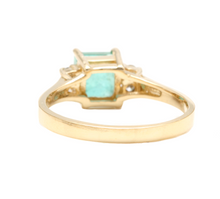 Load image into Gallery viewer, 2.15ct Natural Emerald &amp; Diamond 14k Solid Yellow Gold Ring
