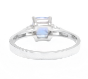 Natural Tanzanite and Diamond 14k Solid White Gold Ring