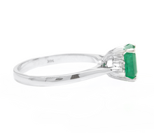 Load image into Gallery viewer, 1.38ct Natural Emerald &amp; Diamond 14k Solid White Gold Ring