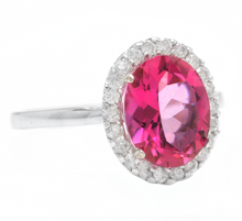 Load image into Gallery viewer, 2.45 Carats Natural Pink Topaz and Diamond 14k Solid White Gold Ring