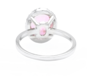 2.45 Carats Natural Pink Topaz and Diamond 14k Solid White Gold Ring