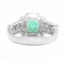 Load image into Gallery viewer, 2.25ct Natural Emerald &amp; Diamond 14k Solid White Gold Ring