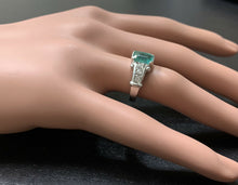 Load image into Gallery viewer, 2.25ct Natural Emerald &amp; Diamond 14k Solid White Gold Ring