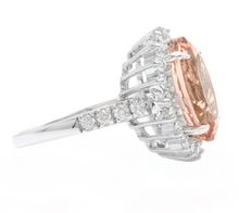 Load image into Gallery viewer, 11.10 Carats Natural Morganite and Diamond 14k Solid White Gold Ring