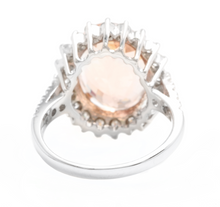 Load image into Gallery viewer, 11.10 Carats Natural Morganite and Diamond 14k Solid White Gold Ring
