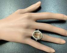 Load image into Gallery viewer, 11.10 Carats Natural Morganite and Diamond 14k Solid White Gold Ring