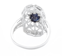 Load image into Gallery viewer, Art Deco Style 2.00ct Natural Sapphire and Diamond 14k Solid White Gold Ring