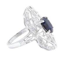 Load image into Gallery viewer, Art Deco Style 2.00ct Natural Sapphire and Diamond 14k Solid White Gold Ring