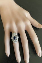 Load image into Gallery viewer, Art Deco Style 2.00ct Natural Sapphire and Diamond 14k Solid White Gold Ring