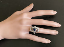 Load image into Gallery viewer, Art Deco Style 2.00ct Natural Sapphire and Diamond 14k Solid White Gold Ring