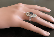 Load image into Gallery viewer, Art Deco Style 2.00ct Natural Sapphire and Diamond 14k Solid White Gold Ring