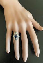 Load image into Gallery viewer, Art Deco Style Natural Sapphire and Diamond 14k Solid White Gold Ring
