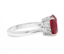 Load image into Gallery viewer, 6.60 Carats Red Ruby and Diamond 14k Solid White Gold Ring