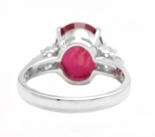 Load image into Gallery viewer, 6.60 Carats Red Ruby and Diamond 14k Solid White Gold Ring