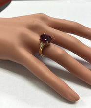 Load image into Gallery viewer, 6.60 Carats Red Ruby and Diamond 14k Solid White Gold Ring