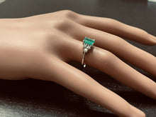 Load image into Gallery viewer, 1.30ct Natural Emerald &amp; Diamond 14k Solid White Gold Ring