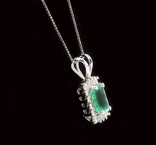 Load image into Gallery viewer, 1.50ct Natural Emerald and Diamond 14k Solid White Gold Necklace