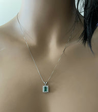 Load image into Gallery viewer, 1.50ct Natural Emerald and Diamond 14k Solid White Gold Necklace
