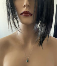 Load image into Gallery viewer, 1.50ct Natural Emerald and Diamond 14k Solid White Gold Necklace