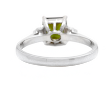 Load image into Gallery viewer, 1.25 Carats Natural Green Tourmaline and Diamond 14k Solid White Gold Ring