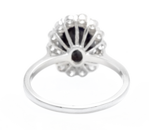 3.60 Carats Natural Sapphire and Diamond 14k Solid White Gold Ring