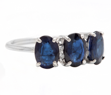 Load image into Gallery viewer, 2.66 Carats Natural Sapphire and Diamond 14k Solid White Gold Ring