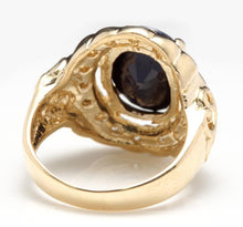 Load image into Gallery viewer, 8.00 Carats Exquisite Natural Blue Sapphire and Diamond 14K Solid Yellow Gold Ring