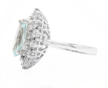 Load image into Gallery viewer, 6.15 Carats Natural Aquamarine and Diamond 14k Solid White Gold Ring