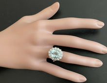 Load image into Gallery viewer, 6.15 Carats Natural Aquamarine and Diamond 14k Solid White Gold Ring