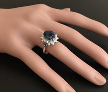 Load image into Gallery viewer, 5.50ct Natural Blue Sapphire &amp; Diamond 14k Solid White Gold Ring