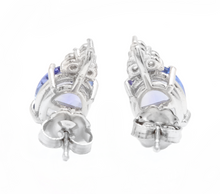 Load image into Gallery viewer, 4.20ct Natural Tanzanite and Diamond 14k Solid White Gold Earrings