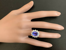 Load image into Gallery viewer, 5.75 Carats Natural Tanzanite and Diamond 18k Solid White Gold Ring