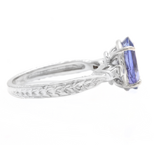 Load image into Gallery viewer, 3.14 Carats Natural Tanzanite and Diamond 14k Solid White Gold Ring