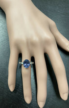 Load image into Gallery viewer, 3.14 Carats Natural Tanzanite and Diamond 14k Solid White Gold Ring