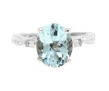 Load image into Gallery viewer, 3.14ct Natural Aquamarine &amp; Diamond 14k Solid White Gold Ring