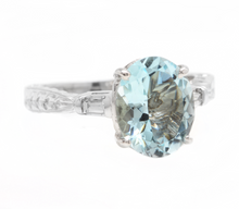 Load image into Gallery viewer, 3.14ct Natural Aquamarine &amp; Diamond 14k Solid White Gold Ring