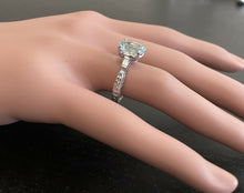 Load image into Gallery viewer, 3.14ct Natural Aquamarine &amp; Diamond 14k Solid White Gold Ring