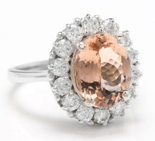 Load image into Gallery viewer, 4.30 Carats Impressive Natural Morganite and Diamond 14K Solid White Gold Ring